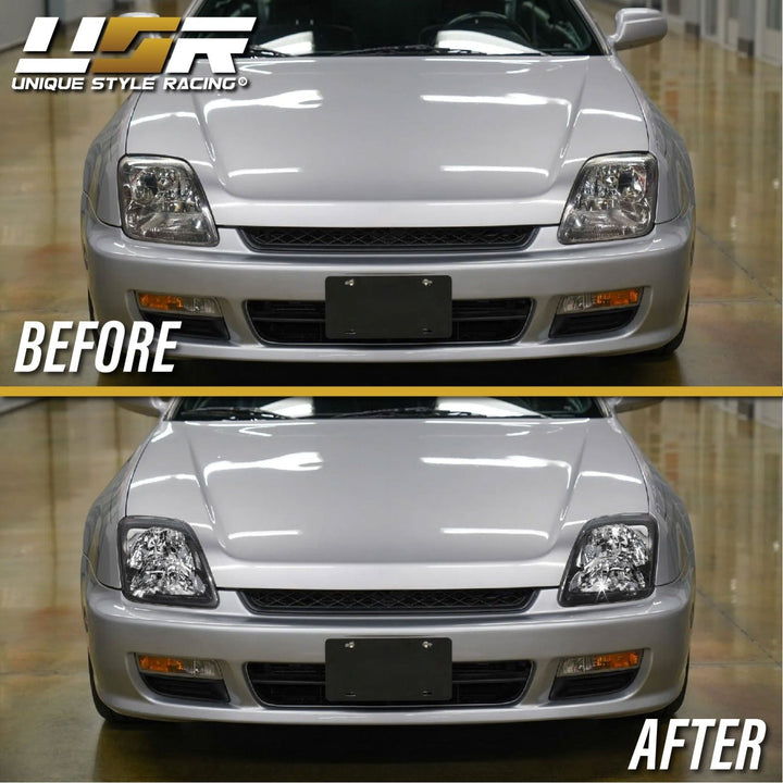 1997 - 2001 Honda Prelude JDM Style Black Housing Clear Lens Headlights