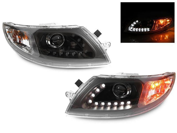 2002 - 2019 International Truck / 2002 - 2019 International Durastar / Transtar White LED Strip Chrome or Black Projector Headlights