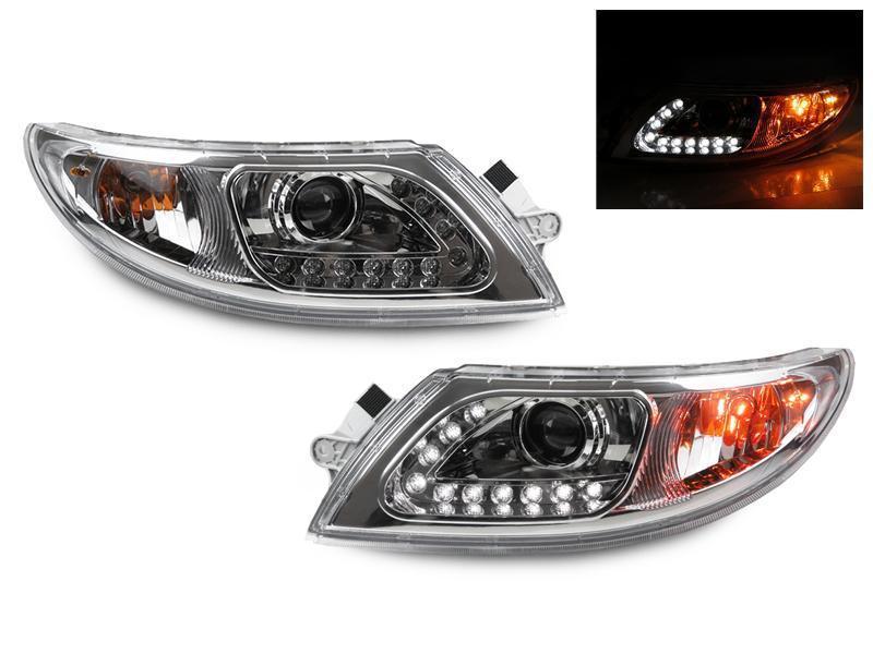 2002 - 2019 International Truck / 2002 - 2019 International Durastar / Transtar White LED Strip Chrome or Black Projector Headlights