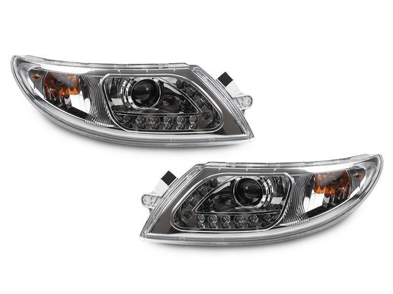 2002 - 2019 International Truck / 2002 - 2019 International Durastar / Transtar White LED Strip Chrome or Black Projector Headlights
