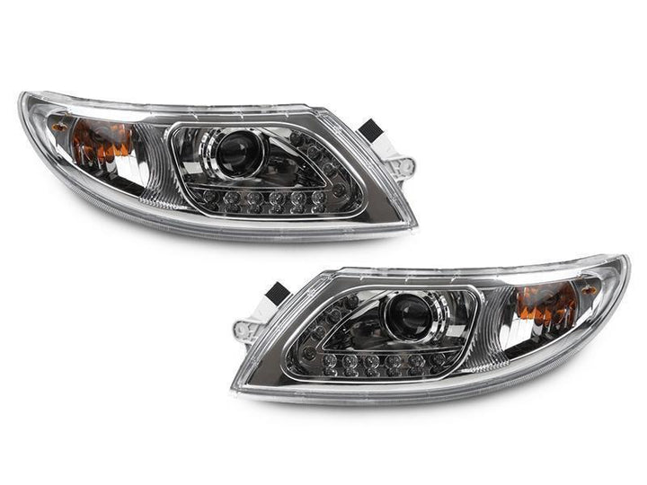 2002 - 2019 International Truck / 2002 - 2019 International Durastar / Transtar White LED Strip Chrome or Black Projector Headlights