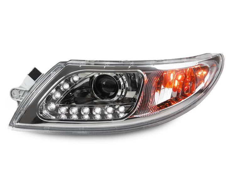 2002 - 2019 International Truck / 2002 - 2019 International Durastar / Transtar White LED Strip Chrome or Black Projector Headlights