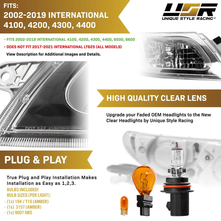 2002 - 2019 International Truck OE Style Replacement Headlights