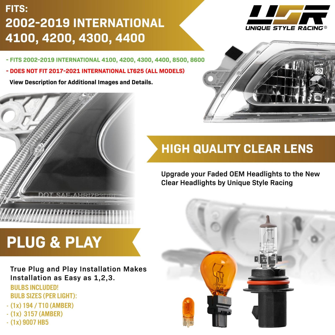 2002 - 2019 International Truck OE Style Replacement Headlights