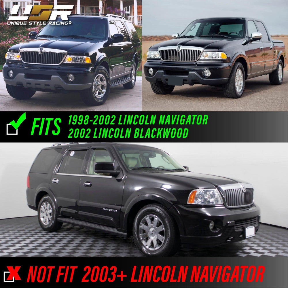 1998 - 2002 Lincoln Navigator Black Housing Clear Headlights