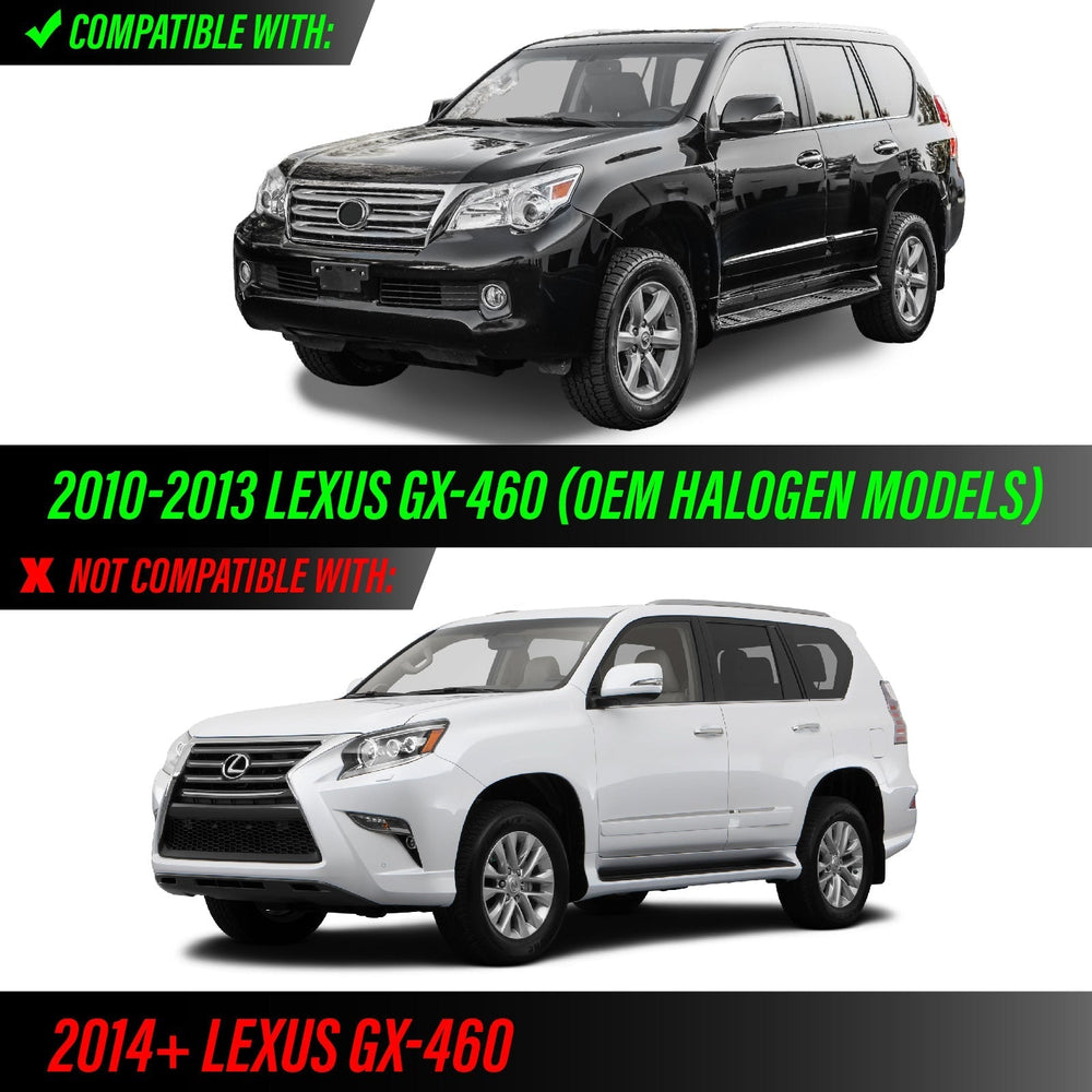 2010 - 2013 Lexus GX460 Stock Halogen Model Gloss Black Upgrade Headlights