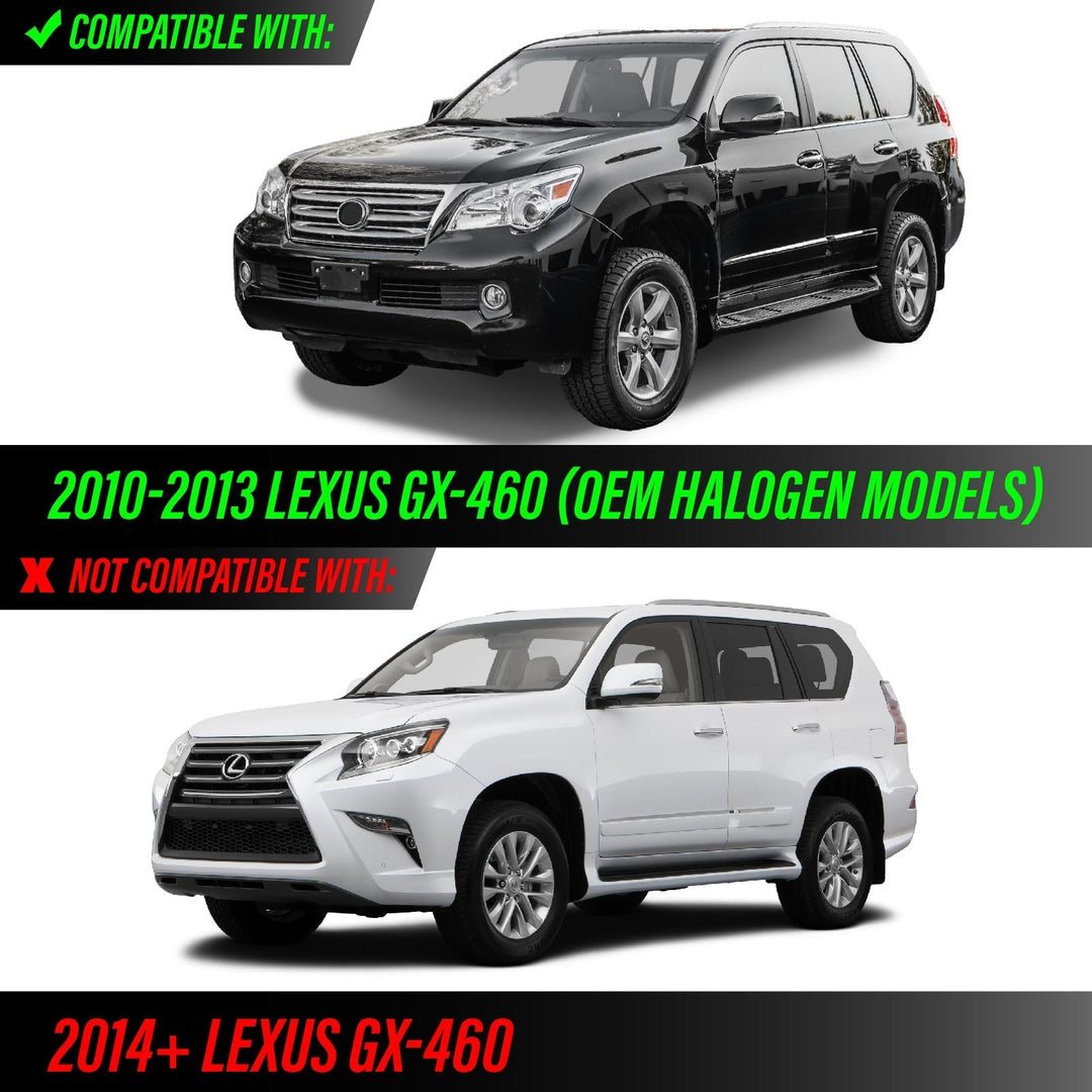 2010 - 2013 Lexus GX460 Stock Halogen Model Gloss Black Upgrade Headlights