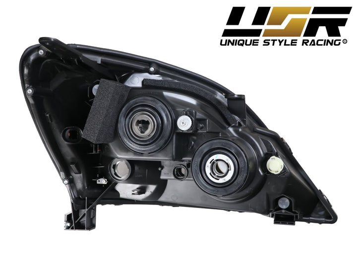 2003 - 2009 Lexus GX470 Gloss Black Housing Clear Lens Headlight + Matte Black Housing Light Smoke Lens LED Tail Lights