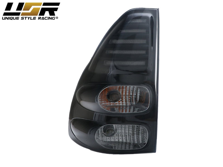 2003 - 2009 Lexus GX470 Gloss Black Housing Clear Lens Headlight + Matte Black Housing Light Smoke Lens LED Tail Lights