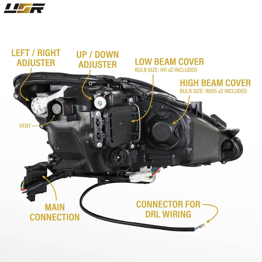 2006 2007 2008 2009 2010 2011 2012 2013 Lexus IS250 IS 250 IS350 350 ISF F USR Edition Daytime Visible DRL Day time running light LED Check Mark Black Projector Headlight