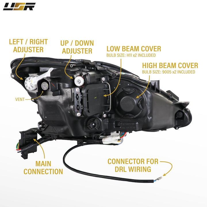 2006 2007 2008 2009 2010 2011 2012 2013 Lexus IS250 IS 250 IS350 350 ISF F USR Edition Daytime Visible DRL Day time running light LED Check Mark Black Projector Headlight