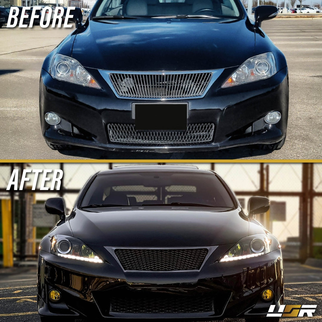 2006 2007 2008 2009 2010 2011 2012 2013 Lexus IS250 IS 250 IS350 350 ISF F USR Edition Daytime Visible DRL Day time running light LED Check Mark Black Projector Headlight