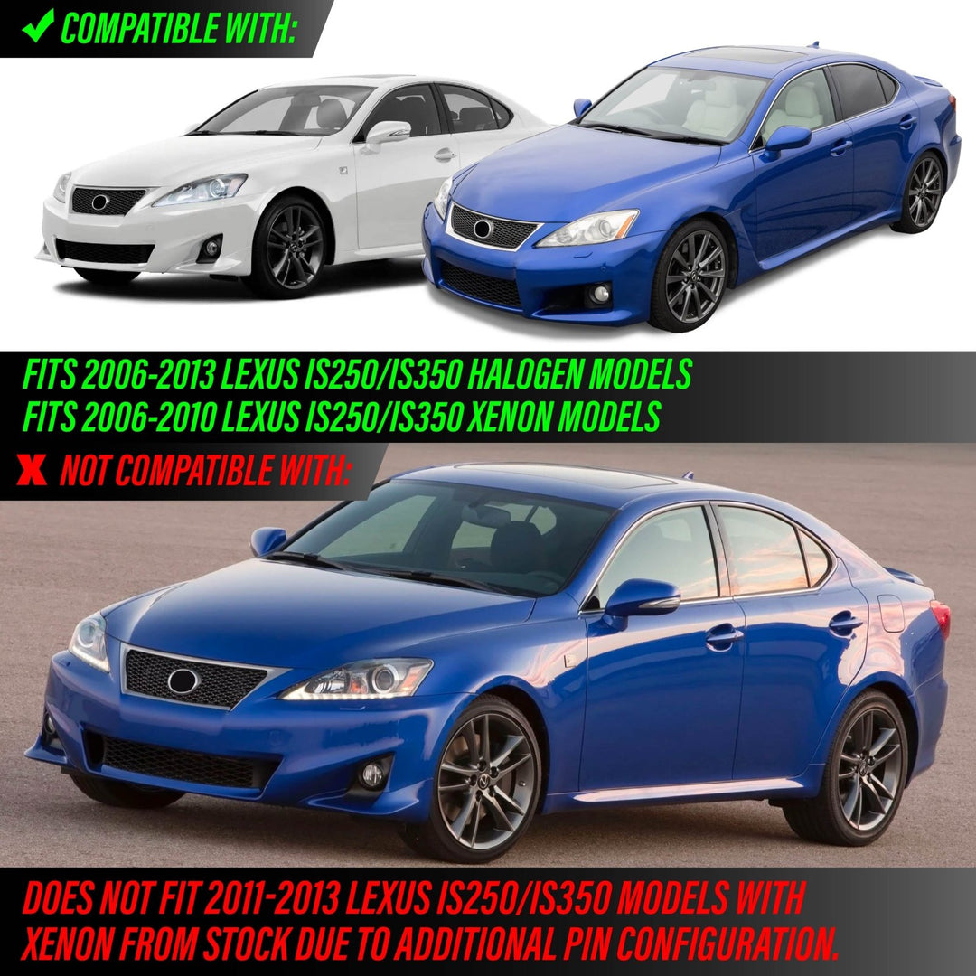 2006 2007 2008 2009 2010 2011 2012 2013 Lexus IS250 IS 250 IS350 350 ISF F USR Edition Daytime Visible DRL Day time running light LED Check Mark Black Projector Headlight