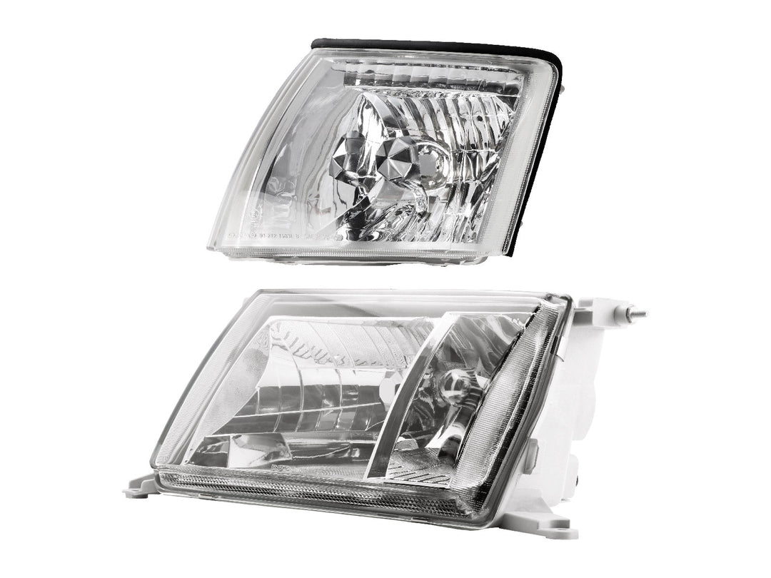 1995 - 1997 Lexus LS400 JDM Style Glass Clear Lens Headlights + Matching Corner Lights