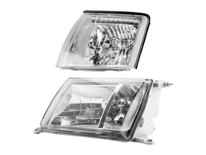 1995 - 1997 Lexus LS400 JDM Style Glass Clear Lens Headlights + Matching Corner Lights
