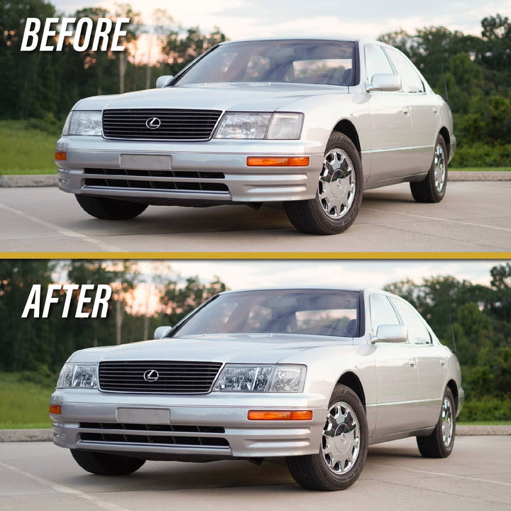 1995 - 1997 Lexus LS400 JDM Style Glass Clear Lens Headlights + Matching Corner Lights