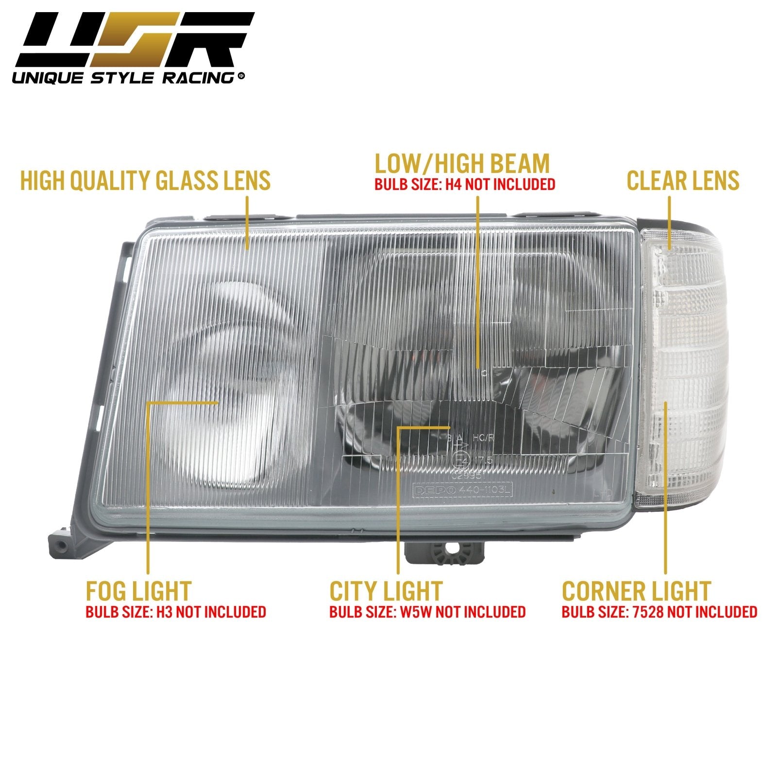 1986-1993 Mercedes Benz W124 E Class Euro Headlights W/ Corner Lights ...