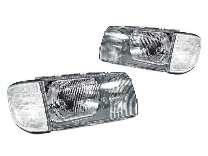 1981 - 1991 Mercedes S Class W126 EURO GLASS Lens Headlight with Optional Corner Light