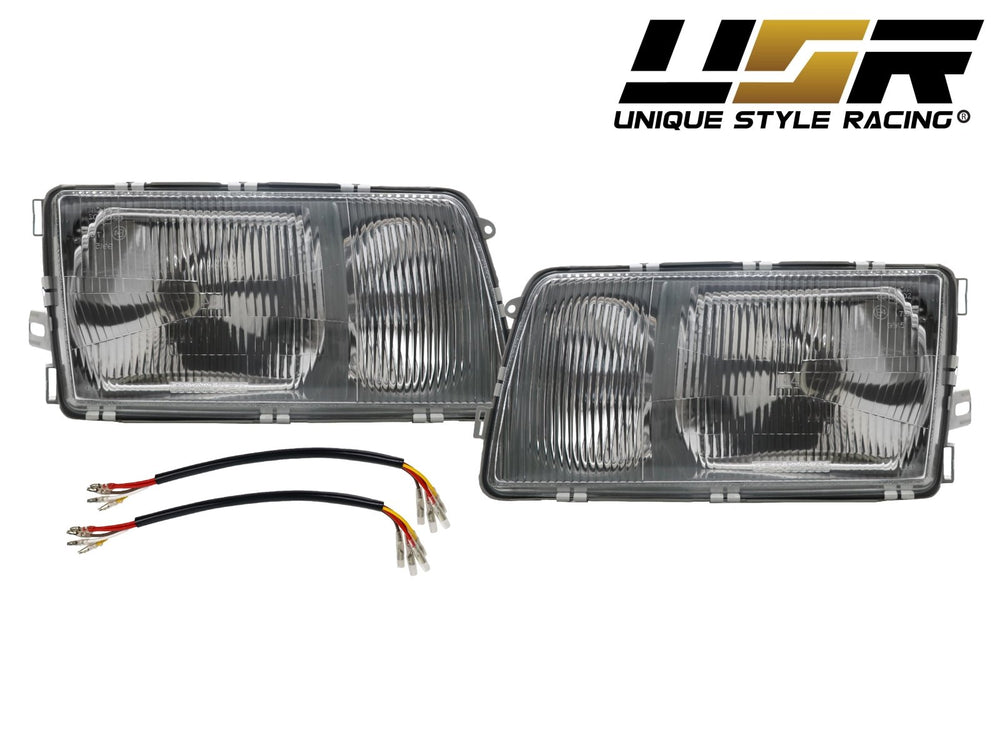 1981 - 1991 Mercedes S Class W126 EURO GLASS Lens Headlight with Optional Corner Light