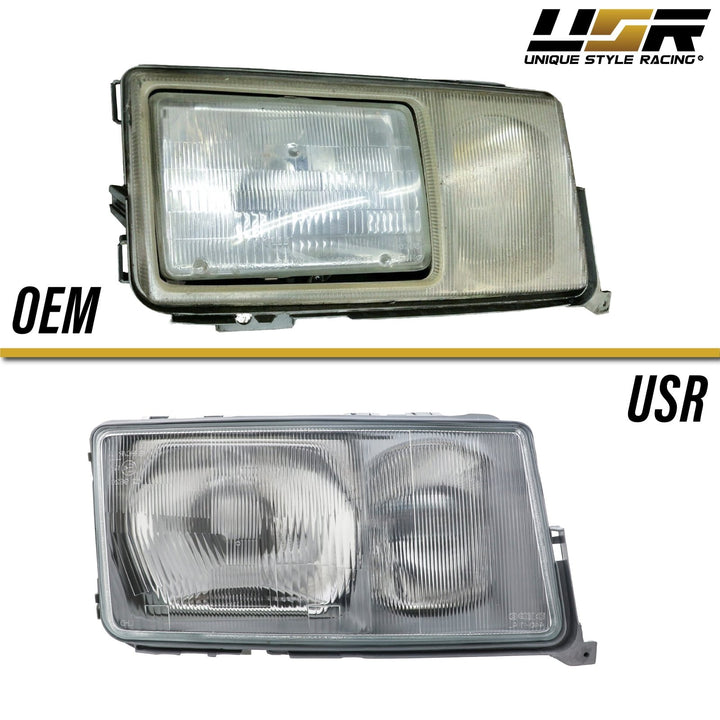 1984 - 1993 Mercedes Benz W201 190D / 190E EURO GLASS Lens Headlight with Fog Light with Optional Corner Light