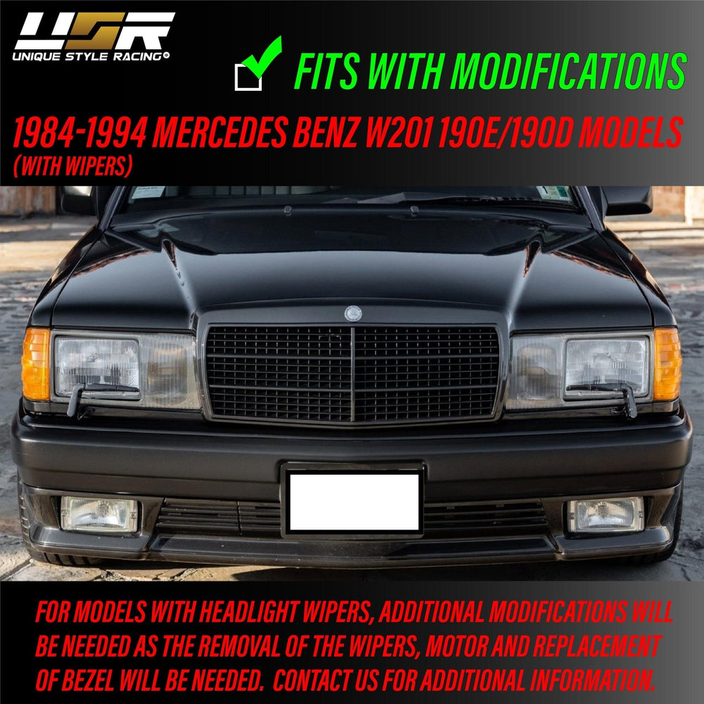 1984 - 1993 Mercedes Benz W201 190D / 190E EURO GLASS Lens Headlight with Fog Light with Optional Corner Light