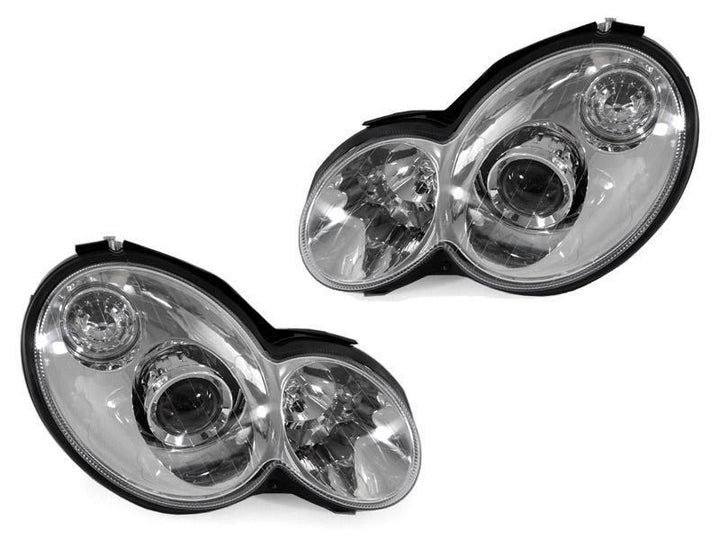 2002 - 2005 Mercedes C Class W203 2D Sport Coupe Chrome OR Black AMG Style Projector Headlight