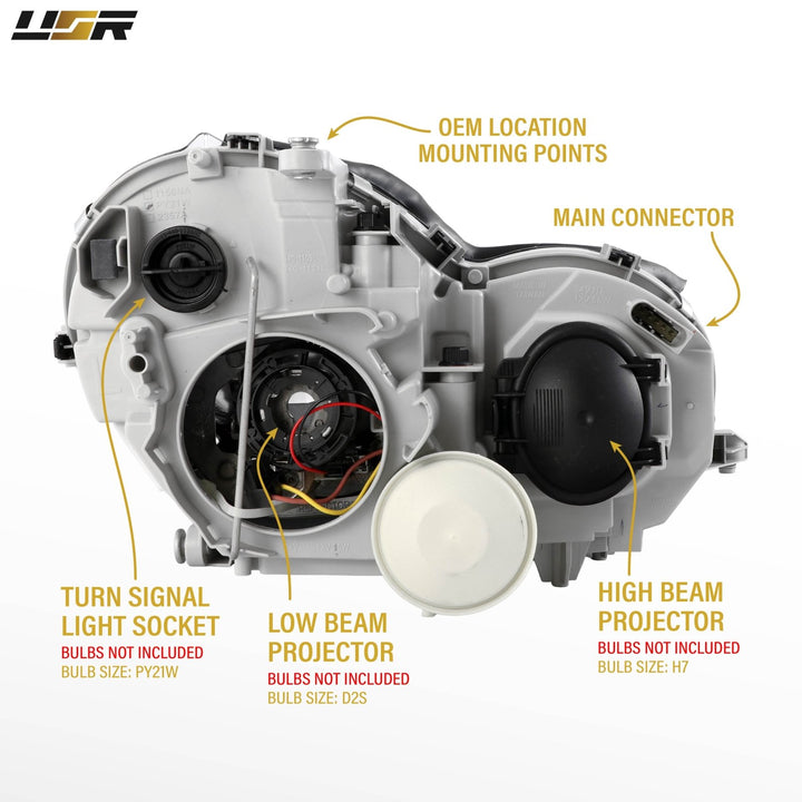 2001-2007 Mercedes C Class W203 Black Housing D2S Projector Headlight