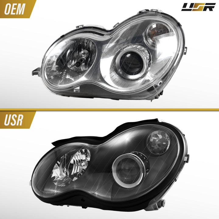 2001-2007 Mercedes C Class W203 Black Housing D2S Projector Headlight