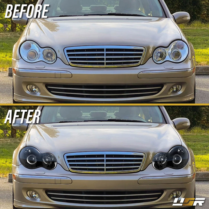 2001-2007 Mercedes C Class W203 Black Housing D2S Projector Headlight