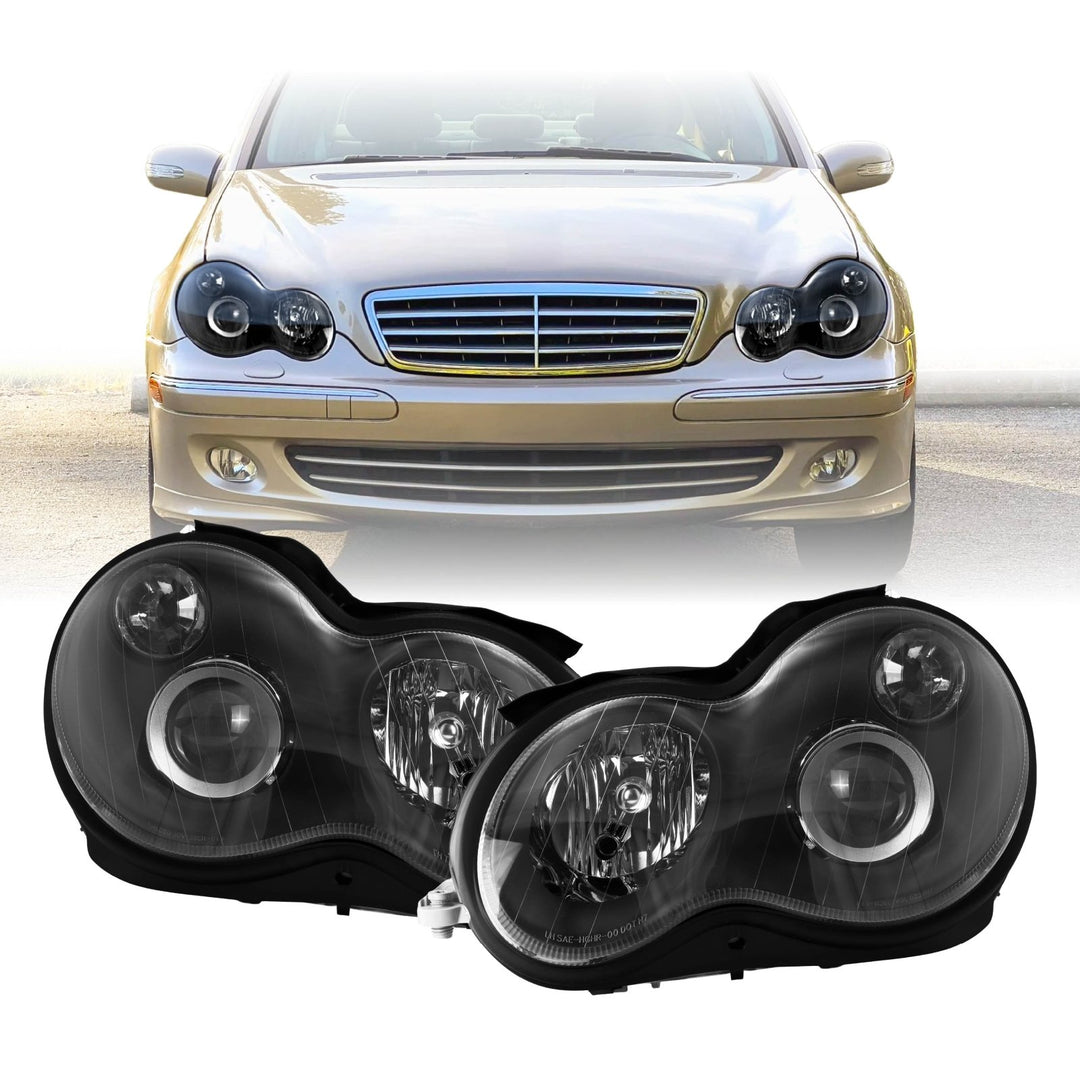 2001-2007 Mercedes C Class W203 Black Housing D2S Projector Headlight