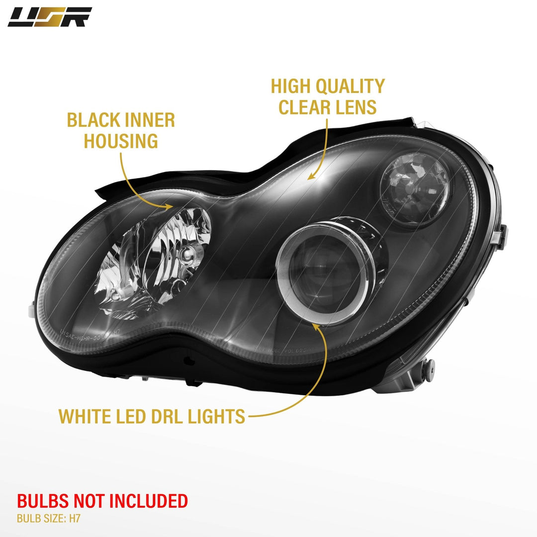 2001-2007 Mercedes C Class W203 Black Housing D2S Projector Headlight