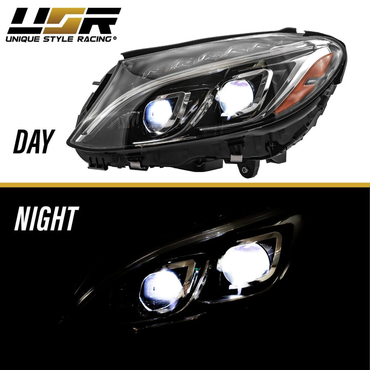 2015 - 2018 Mercedes Benz W205 C Class 4D Sedan OEM AMG C63 Style Full LED Headlight For Stock Halogen Models