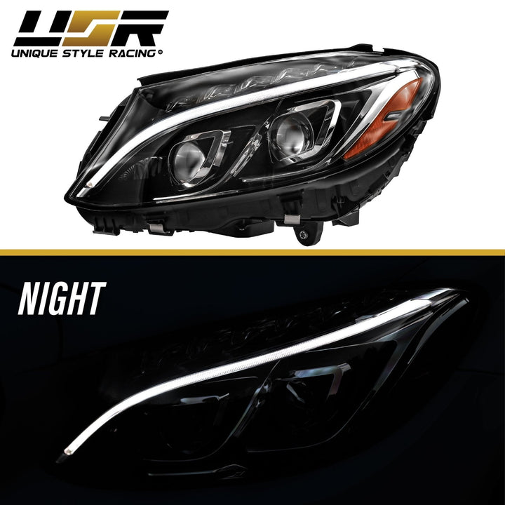 2015 - 2018 Mercedes Benz W205 C Class 4D Sedan OEM AMG C63 Style Full LED Headlight For Stock Halogen Models