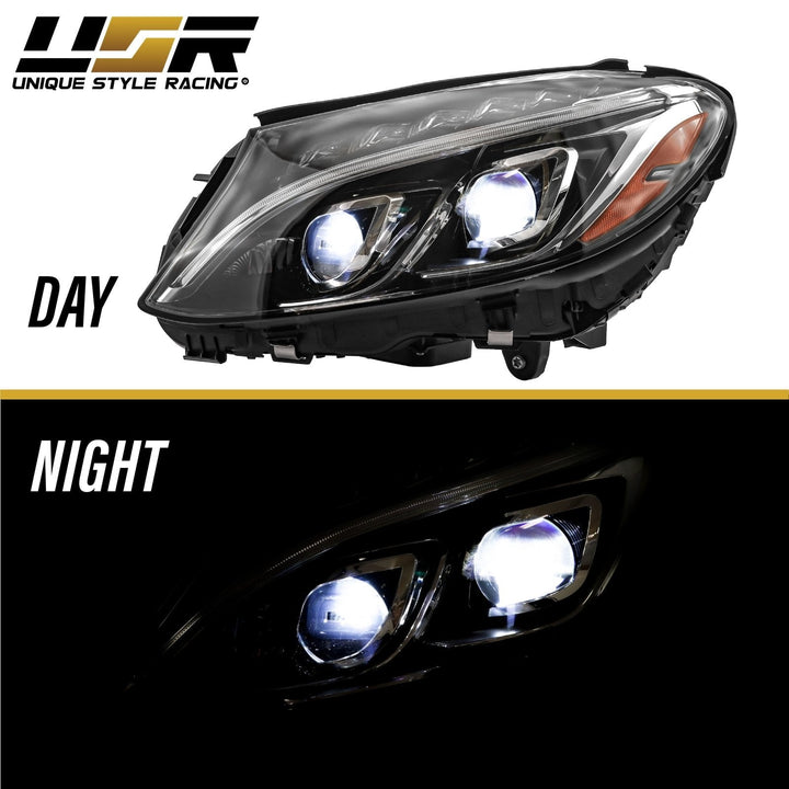 2015 - 2018 Mercedes Benz W205 C Class 4D Sedan OEM AMG C63 Style Full LED Headlight For Stock Halogen Models