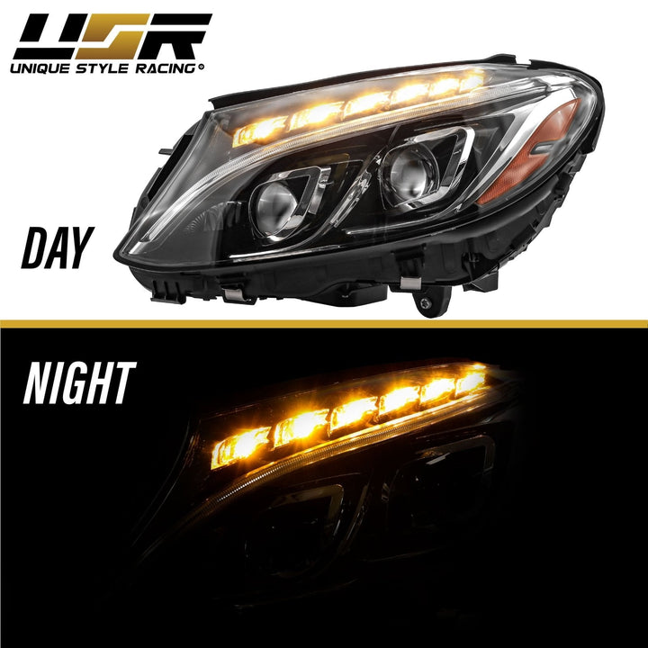 2015 - 2018 Mercedes Benz W205 C Class 4D Sedan OEM AMG C63 Style Full LED Headlight For Stock Halogen Models