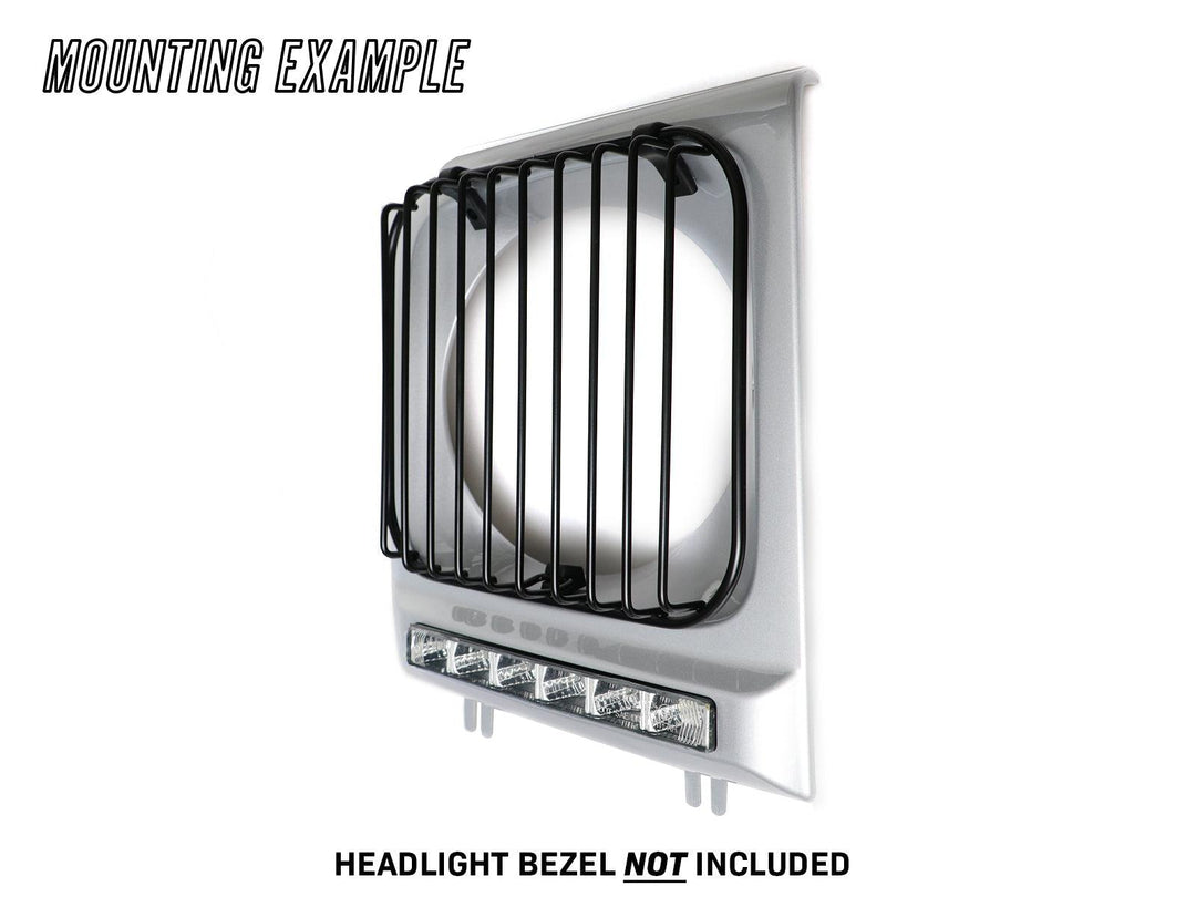 2002 - 2006 Mercedes Benz G Class Wagon W463 Facelift Style Glass Lens Chrome Housing Projector Headlight + Safari Style Stone Guard Grills