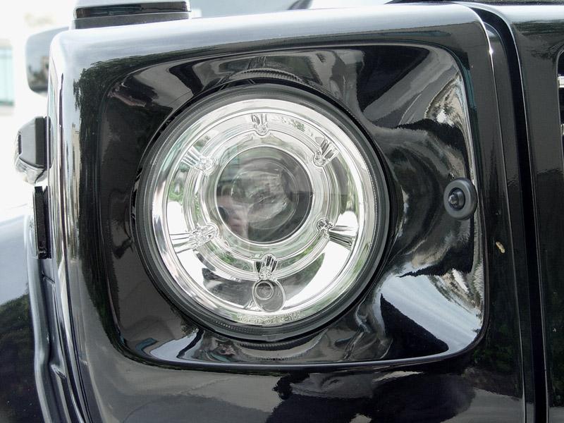 2002 - 2006 Mercedes Benz G Class Wagon W463 Facelift Style Glass Lens Chrome Housing Projector Headlight + Safari Style Stone Guard Grills