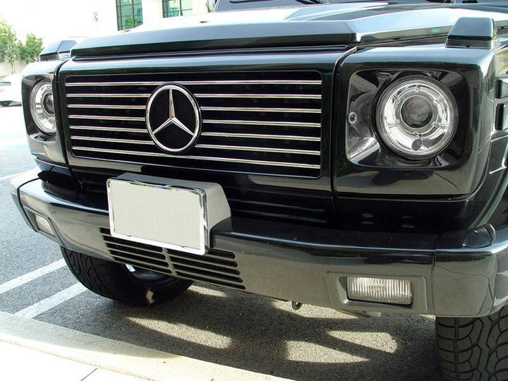 2002 - 2006 Mercedes Benz G Class Wagon W463 Facelift Style Glass Lens Chrome Housing Projector Headlight + Safari Style Stone Guard Grills
