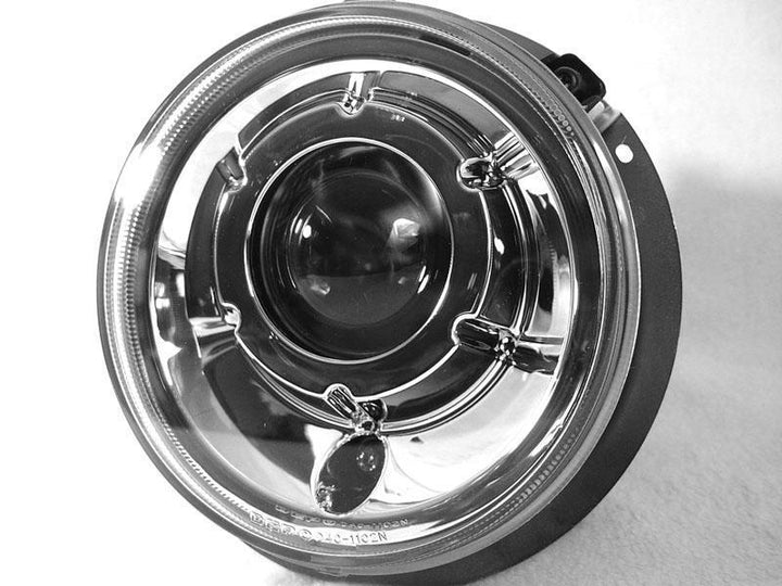 2002 - 2006 Mercedes Benz G Class Wagon W463 Facelift Style Glass Lens Chrome Housing Projector Headlight + Safari Style Stone Guard Grills