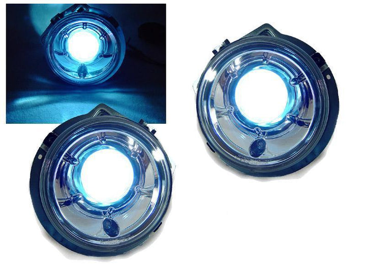 2002 - 2006 Mercedes Benz G Class Wagon W463 Facelift Style Glass Lens Chrome Housing Projector Headlight + Safari Style Stone Guard Grills
