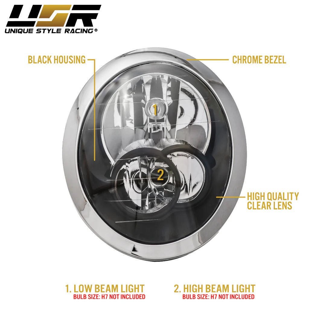 2005 - 2008 Mini Cooper Cooper S R50 R52 R53 Euro Style Black Housing Headlights DOT/SAE