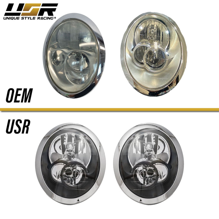 2005 - 2008 Mini Cooper Cooper S R50 R52 R53 Euro Style Black Housing Headlights DOT/SAE