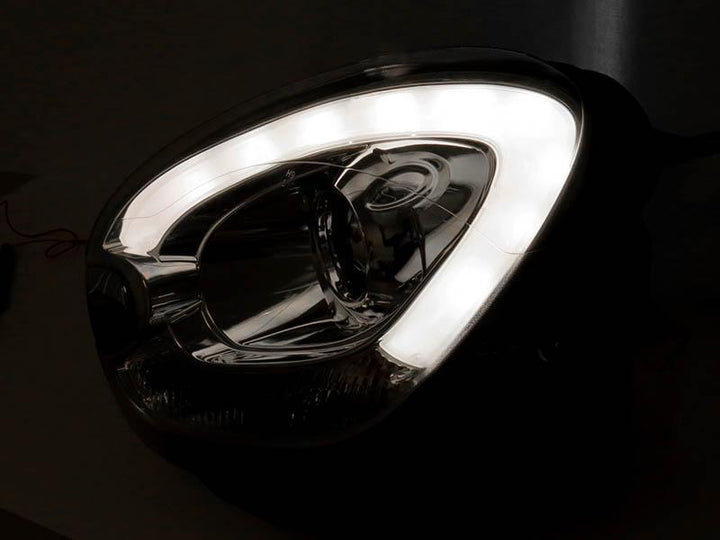2011 - 2016 Mini Cooper Countryman R60 / Paceman R61 White LED DRL Half Ring Style Projector Black Headlights