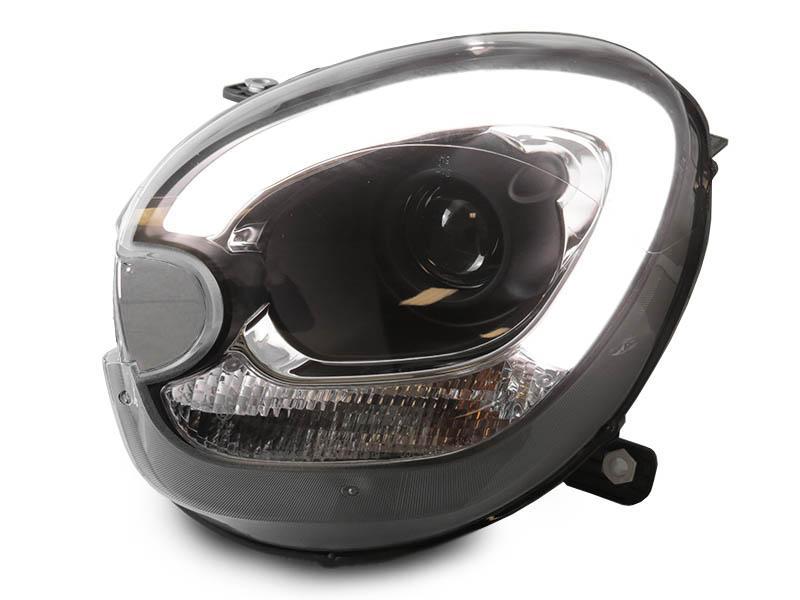 2011 - 2016 Mini Cooper Countryman R60 / Paceman R61 White LED DRL Half Ring Style Projector Black Headlights