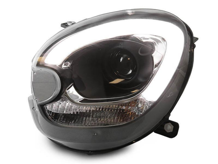 2011 - 2016 Mini Cooper Countryman R60 / Paceman R61 White LED DRL Half Ring Style Projector Black Headlights