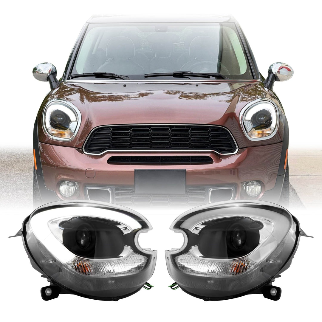 2011-2016 Countryman R60 Xenon Models LED DRL Half Ring D1S Projector Headlights