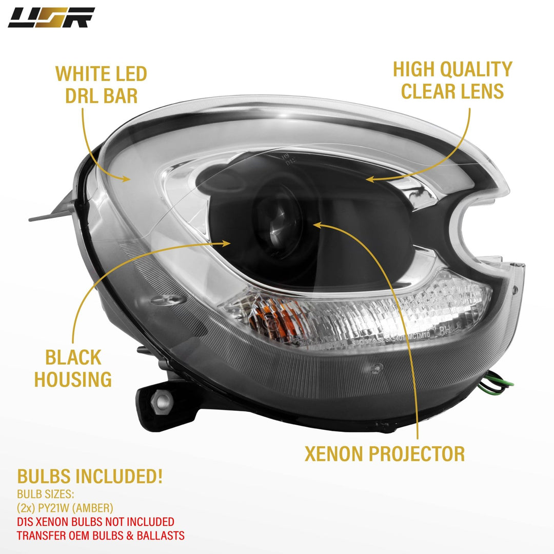 2011-2016 Countryman R60 Xenon Models LED DRL Half Ring D1S Projector Headlights