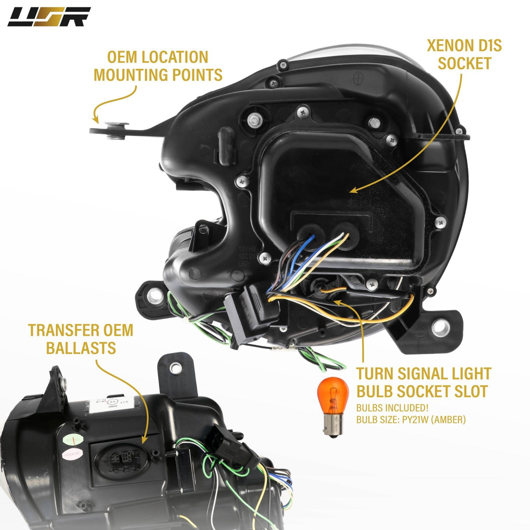 2011-2016 Countryman R60 Xenon Models LED DRL Half Ring D1S Projector Headlights