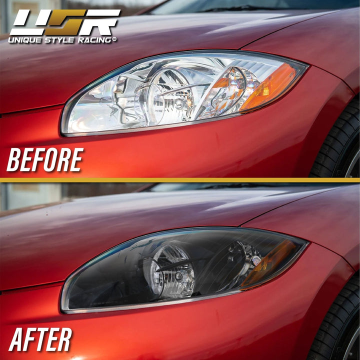 2006 - 2012 Mitsubishi Eclipse GT Euro Black Housing Clear Lens Headlights