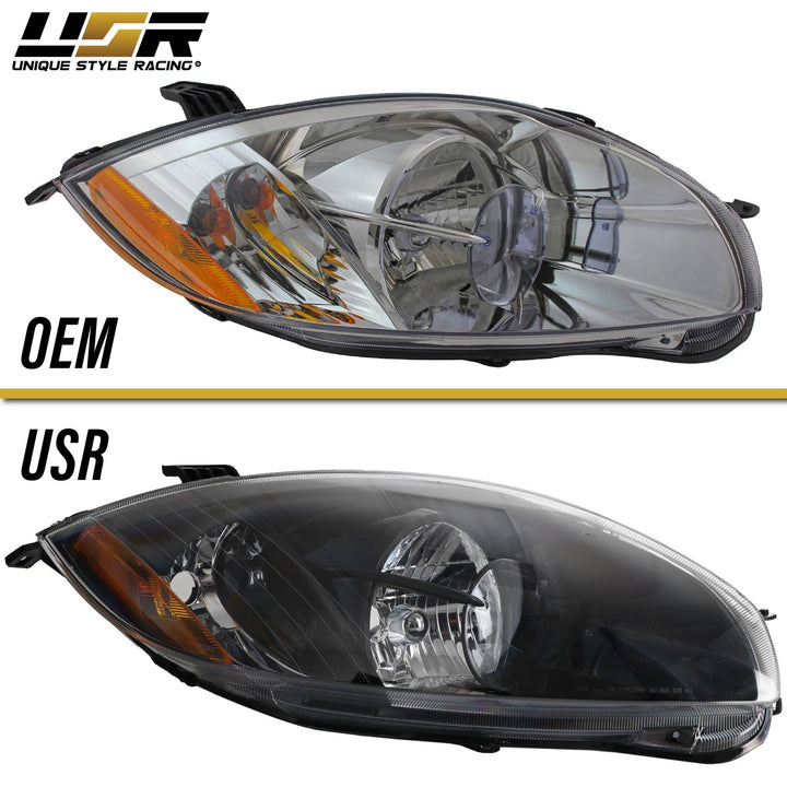 2006 - 2012 Mitsubishi Eclipse GT Euro Black Housing Clear Lens Headlights